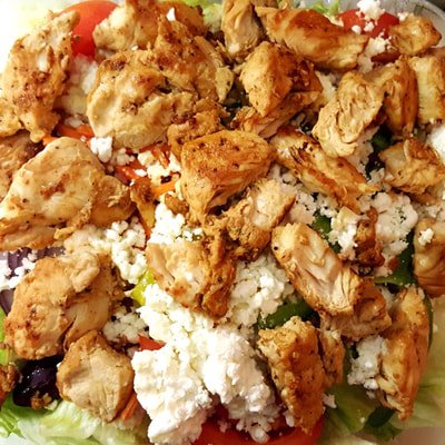 Greek Salad with Marinated Grilled Chicken